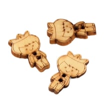 Lot de 6 boutons en bois 2cm x 1,8cm prince