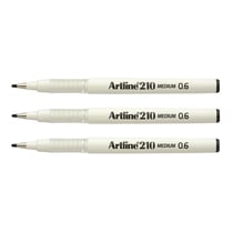 Lot de 3 stylos feutres permanents - ARTLINE - Pointe 0,6 mm - Noir - 210