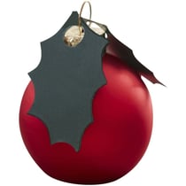 6 Marque-Places Boule de Noël Rouge avec Feuilles de Houx