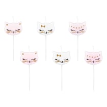 6 Mini Bougies Mademoiselle Chat (7 cm)