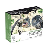 Coffret 3 puzzles dinosaures et posters - Vilac