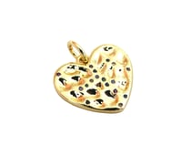 1 Pendentif coeur martelé 17*15mm doré et zircons multicolores