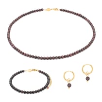 Collier, bracelet et boucles d'oreilles Serena en pierres Grenat