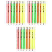 Crayon graphite HB DELI - Corps triangulaire - Couleurs néon - Bout gomme - Lot de 36