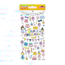 Autocollants réutilisables - Relief 3D - Fête d'anniversaire- Dorures