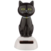 Figurine - Chat noir - Porte bonheur - Décoration - Fonctionne à l'énergie solaire