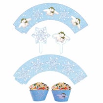Kit 12 Wrappers et Déco Cupcakes Flocons de Neige