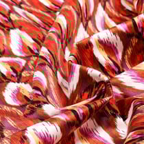 Tissu Coton Satiné extensible Vera sur fond Brique - Au mètre