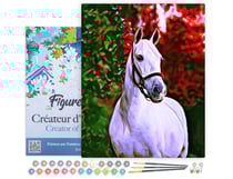 Peinture par Numéro Figured'Art avec Cadre - Cheval et fond coloré - Kit de Loisir Créatif DIY Numéro d'Art - 40x50cm toile tendue sur châssis