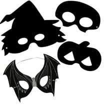 MégaCréa DIY - Masques enfant à gratter halloween noir 16 à 20 cm 4 pièces
