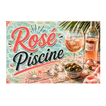 Plaque Métal Rosé Piscine Déco Apéro Terrasse L30