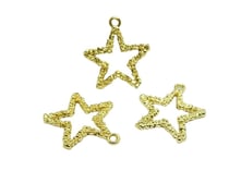 4 Breloques étoile texturée 25*22mm doré
