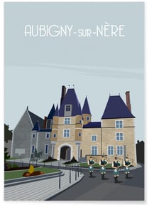 Affiche ville Aubigny-sur-Nère | A3 : 29,7x42cm