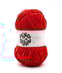 Fil velours 100GR à tricoter PINGO CHENILLE - Pingouin - certifié Oeko-Tex Rouge