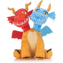 Peluche wu et wei dragon jaune rouge et bleu 35 cm - peluche licence dragons
