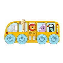 Bus en bois jaune – animaux - EliNeli