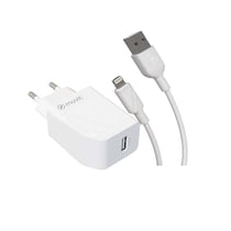 Muvit Chargeur Secteur USB 12W 2,4A et Câble Lightning vers USB 1,2m Blanc