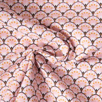 Tissu Coton imprimé Arty éventails Gaudi sur fond Rose bébé