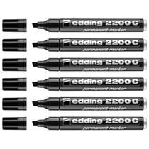 Lot de 6 marqueurs permanents - EDDING - Corps aluminium - Pointe biseau 1-5 mm - Noir