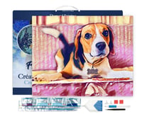 Diamond Painting Broderie Diamant Figured’Art 40x50cm toile tendue sur châssis en bois - diamants carrés - Beagle Mignon