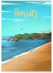 Affiche ville Biarritz | A3 : 29,7x42cm