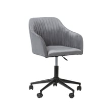 Chaise à Roulettes en Velours Gris sur Pied Chromé Réglable avec Accoudoirs Tendance et Design Vintage et Glamour pour Coin Bureau Beliani