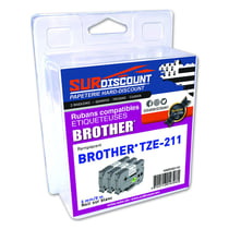 Lot de 3 rubans compatibles pour titreuse Brother TZE-211 6mm/8m plastique noir sur blanc