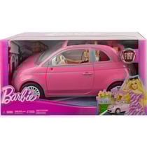 Voiture fiat 500 rose + 1 poupée barbie - mattel - hrg59 - véhicule barbie