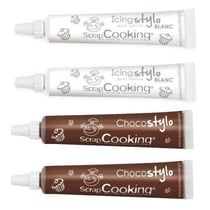 2 stylos chocolat + 2 stylos de glaçage blanc