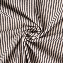Tissu Coton d'ameublement Simone rayé Noir sur fond Naturel