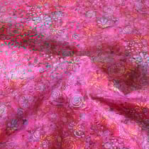 Tissu Popeline de Coton légère Esprit batik sur fond Rose fuchsia