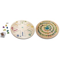 Plateau jeux de societe geants en bois 3 en 1 : oie, ludo, toc - format xxl - bs toys