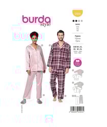 Patron Burda 5956 - Pyjama UNISEX classique et confortable pour elle et lui (M, L, XL) taille n°FR 40-56