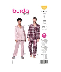 Patron Burda 5956 - Pyjama UNISEX classique et confortable pour elle et lui (M, L, XL) taille n°FR 40-56