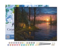 Peinture par Numéro Figured'Art avec Cadre - Camping au bord du lac - Kit de Loisir Créatif DIY Numéro d'Art - 40x50cm toile tendue sur châssis