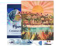 Diamond Painting Broderie Diamant Figured’Art 40x50cm toile tendue sur châssis en bois - diamants carrés - Lever de soleil à Bali