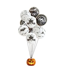 Ballon Ø 23cm Halloween - lot de 10 - blanc, noir