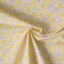 Tissu Voile de Coton digital imprimé Douce prairie sur fond Ecru