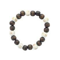 Bracelet Lucky Karma Bois clair et marron Perles rondes 10 mm - Omsaé