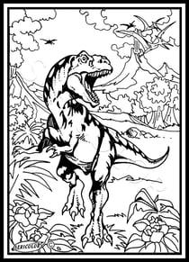 Tableau velours a colorier LE TYRANOSAURE TREX Sericolor