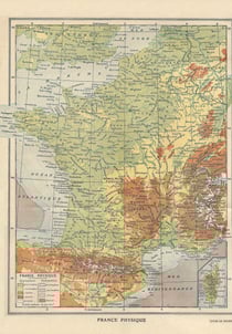 Puzzle 1000 pièces - Carte de la France Physique - Larousse, 1925 - Grafika