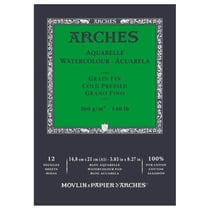Bloc - Aquarelle - A5 - 14,8x21cm - Grain fin - 12 feuilles - 300g - Arches