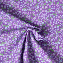 Tissu Voile de Coton digital imprimé Lavande fleurie sur fond Violet