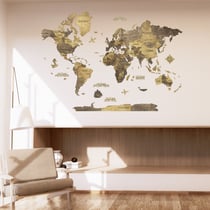 Carte du Monde en Bois 3D CREATIFWOOD Chocolate, XL (200 x 140 cm) - Décoration Murale