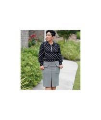 Patron Simplicity 9182 - Ensemble Top en maille 1/2 zip et Jupe avec fente au devant du 34 au 52 taille n°FR 44-52