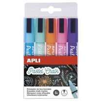 Apli 14735 - Pochette de 5 marqueurs craie liquide tons de terre effaçable pointe ronde diàmètre 5.5mm