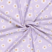 Tissu Maillot de bain UPF50 recyclé Fleuris sur fond Lilas