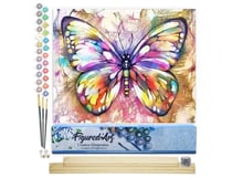 Peinture par Numéro Figured'Art - Papillon coloré - Kit de Loisir Créatif DIY Numéro d'Art Complet - 40x50cm toile roulée + châssis en bois à monter