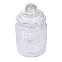 Récip.verre+couvercl.verre Carreaux,ø8cm, 12,5cm, 280ml, ouverture ø5,5cm