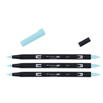 Lot de 3 Feutres Dessin Double Pointe ABT Dual Brush Pen 401 Bleu Eau de Source